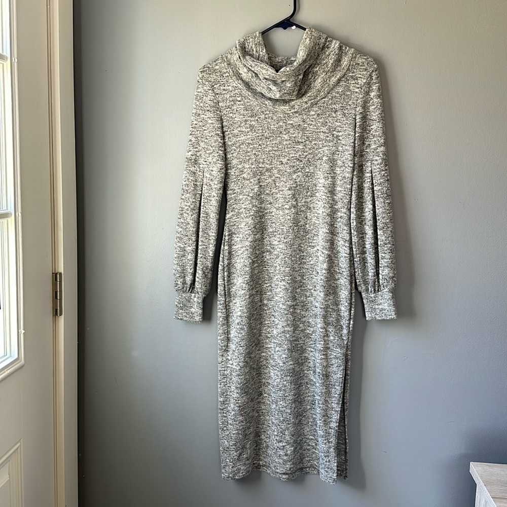 Lulus Mattea Heathered Grey Cowl Neck Midi Sweater Dress women's XS - Picture 2 of 13